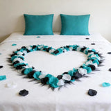 900 Pcs Teal And Black Artificial Rose Petals - Aqua Turquoise White Silk Flower Petals For Wedding Aisle Decor, Gothic Party Table Scatters, Centerpiece Fillers, Bridal Shower & Flower Girl Baskets