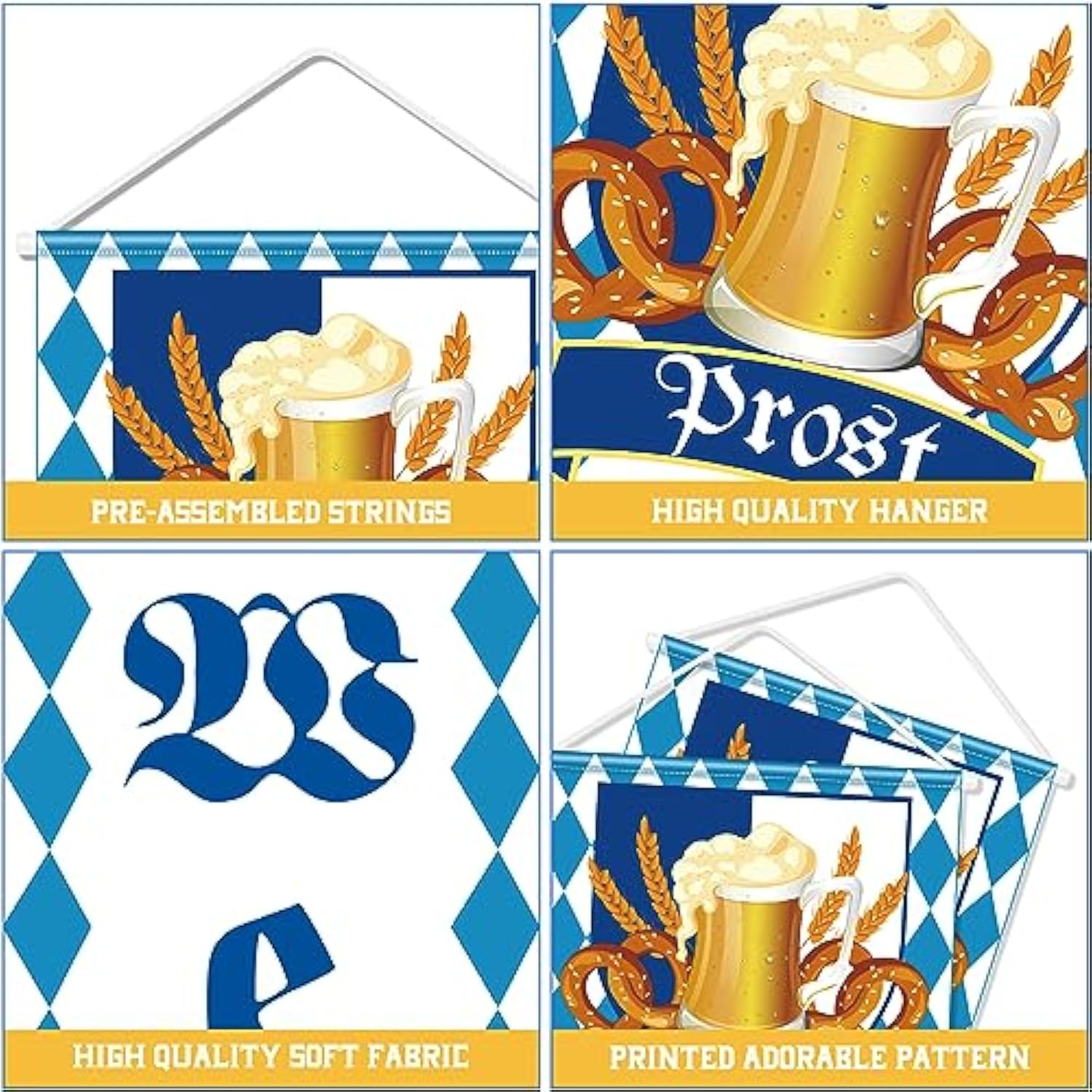 Oktoberfest Welcome Banner Decorations, Blue And White Bavarian Flag Check Welcome Porch Sign Banner, Welcome Oktoberfest Door Banner Decorations For German Oktoberfest Beer Festival Party Supplies
