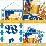 Oktoberfest Welcome Banner Decorations, Blue And White Bavarian Flag Check Welcome Porch Sign Banner, Welcome Oktoberfest Door Banner Decorations For German Oktoberfest Beer Festival Party Supplies