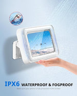 Waterproof Shower Phone Holder with Speaker, Fits Smartphones Up to 7" (White)