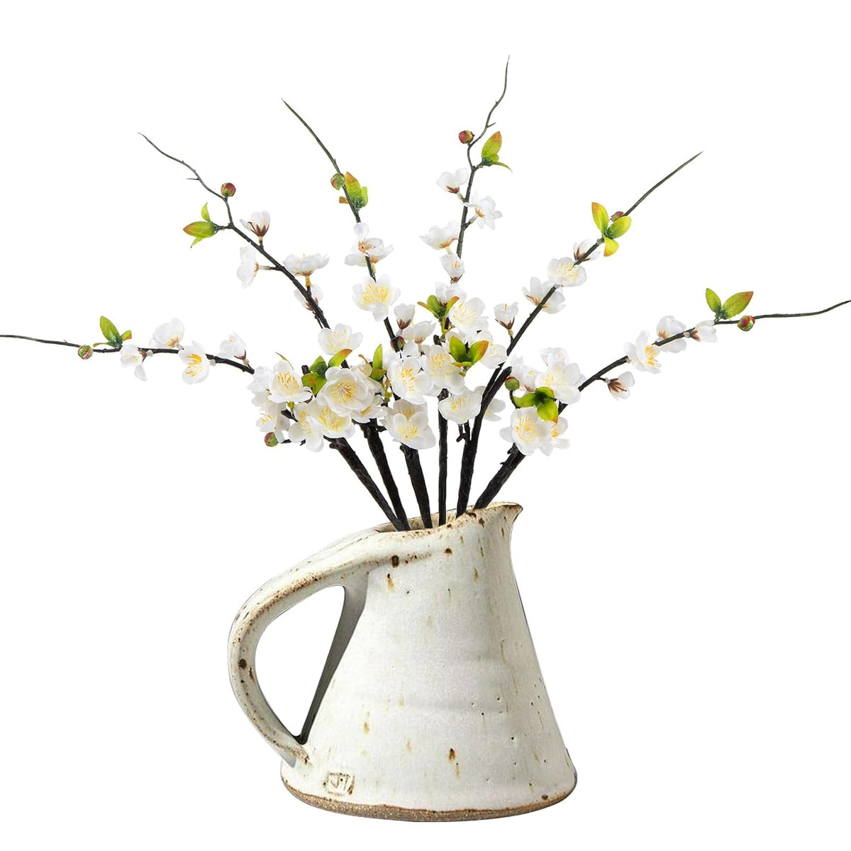6Pcs Artificial Branches Peach Blossom,20In Fake Silk Plum Blossoms Tree Stem Cherry Flowers For Vase Home Office Bedroom Party Wedding Table Centerpiece Decor (White)
