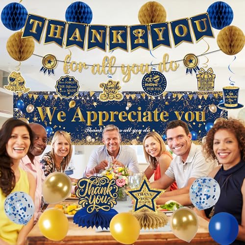 Blue Gold We Appreciate You Party Decorations Men Women Yard Sign