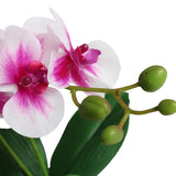Artificial Phaleanopsis Flowers Fake Orchids Leaves Branches For Home Bonsai Garden Decoration (Pink)