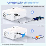 1080P Mini Projector, 9500 LUX, 100” Screen, Bluetooth, Portable, VGA/HDMI