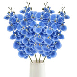 37 In Artificial Orchids Flowers Real Touch Artificial Flowers Faux Orchid Latex Silk 4 Pcs Long Stem Artificial Flowers For Tall Vase For Wedding Home Party Décor(Blue)