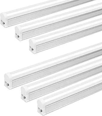 6 Pack 4FT LED T5 Shop Lights 2200LM 6500K Utility Ceiling Under Cabinet Fixtures