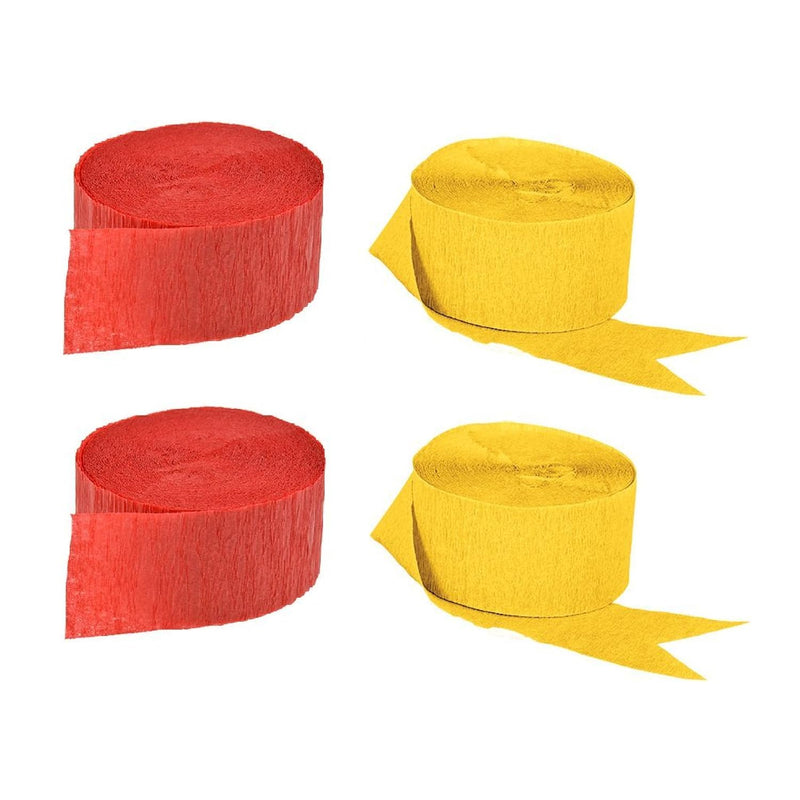 Red And Gold Yellow Crepe Paper Streamers (2 Rolls Each Color) Usa-Mad