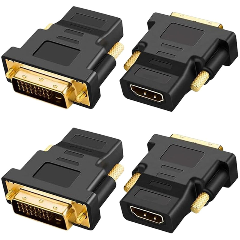 Gold-Plated Hdmi To Dvi Adapter, Bi-Directional Dvi Male (24 + 1) To Hdmi Fema