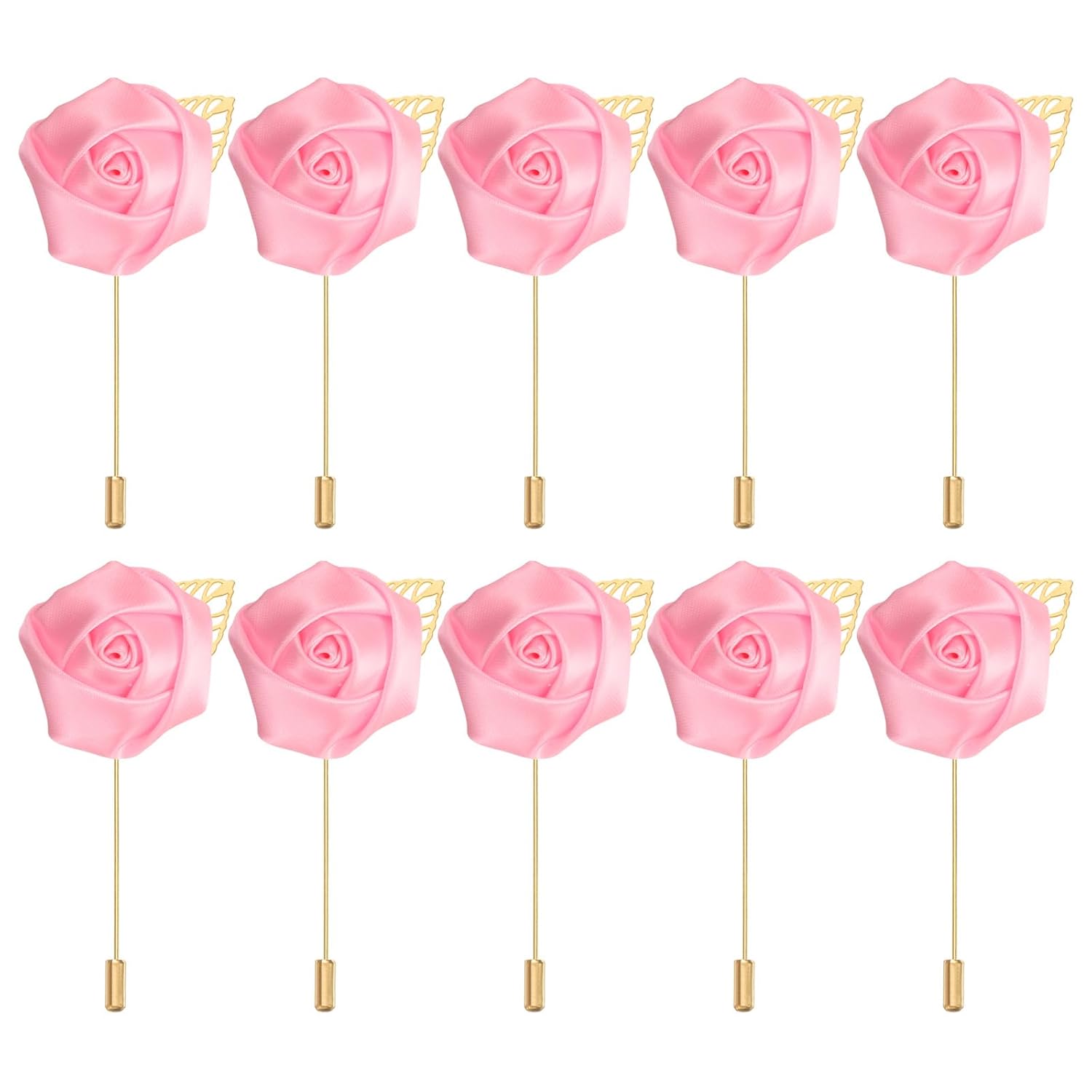 Rose Boutonnieres, 24 Pack Groom Wedding Boutonnieres Pocket Handmade Flower Lapel Pin Boutonnieres For Men Wedding Ceremony Party Prom, Pink