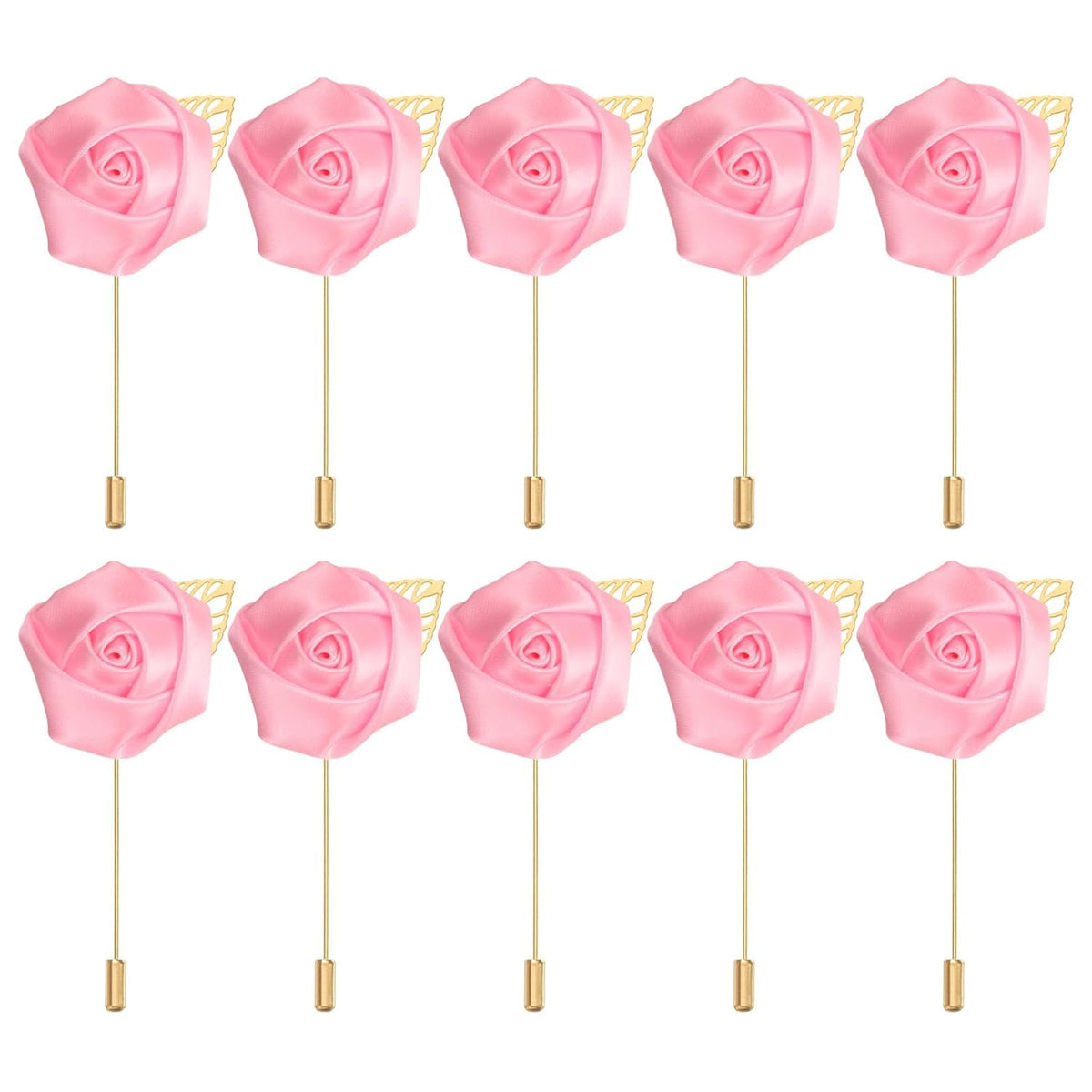 Rose Boutonnieres, 24 Pack Groom Wedding Boutonnieres Pocket Handmade Flower Lapel Pin Boutonnieres For Men Wedding Ceremony Party Prom, Pink