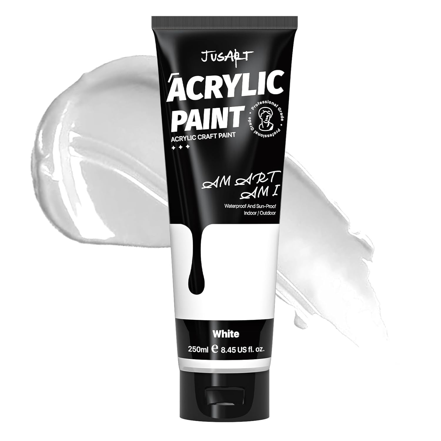 Acrylic Paint,Titanium White Paint Tubes (250Ml /8.45 Oz Non-Toxic & Rich Pigment Art Craft Paints For Canvas Painting, Wood, Fabric, Stone, Ceramics, Art Supplies For Artists, Adults