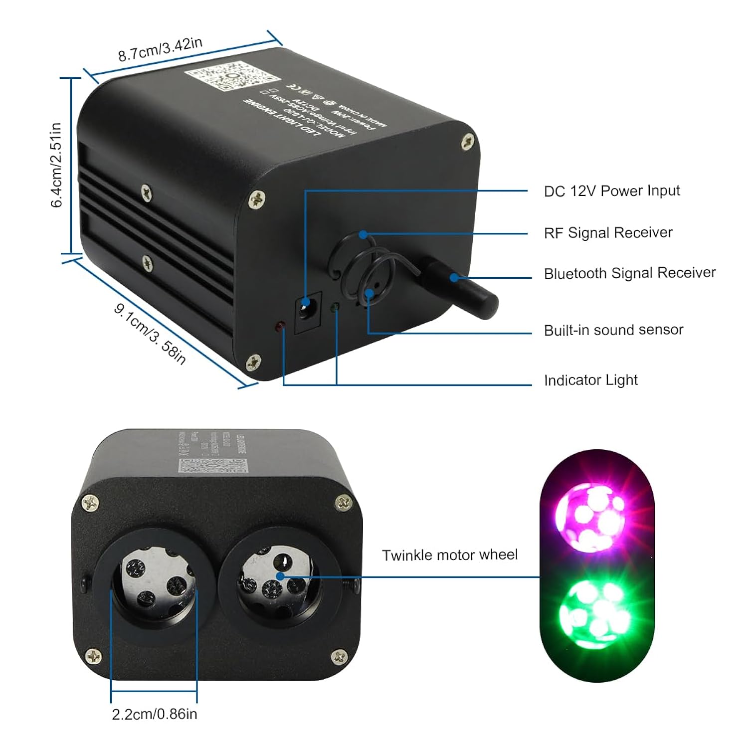 20W Dual-Head App Twinkle Rgbw Fiber Optic Lights, Sound Activated Fiber Optic Star Ceiling Light Kit 1300Pcs 0.03In 13.1Ft/4M Fiber Strands For Car Headliner Star/Home