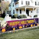 Extra Large Happy Halloween Banner 120x20 Inch Purple Outdoor Summerween Party Decor