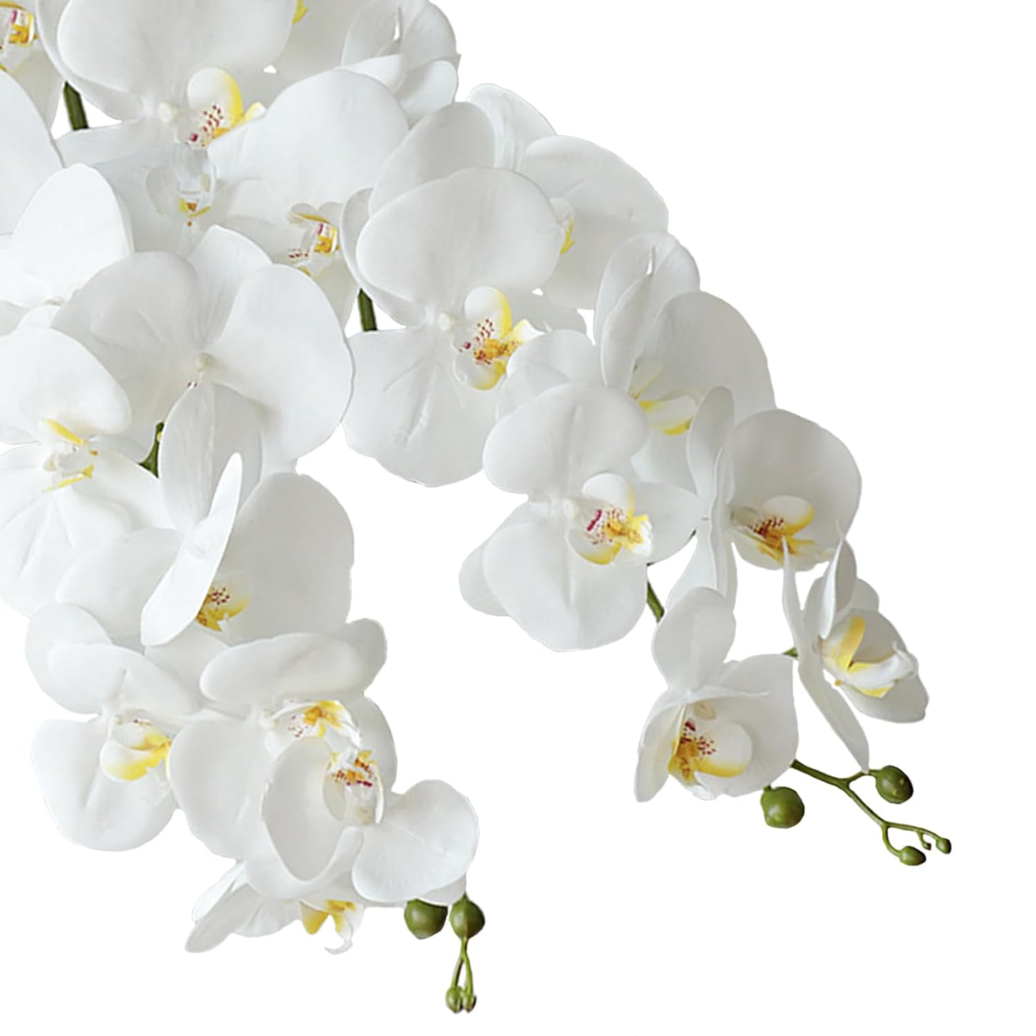 33" Artificial Phalaenopsis Flowers 6 Pcs Artificial Orchid Flowers Stem Plants For Home Décor (Pure White)