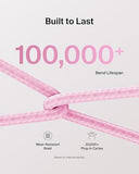 USB C to USB C Cable 9.9FT 60W Braided Fast Charging Cord for iPhone 17 Galaxy S25 Pixel 10 iPad Pro Pink