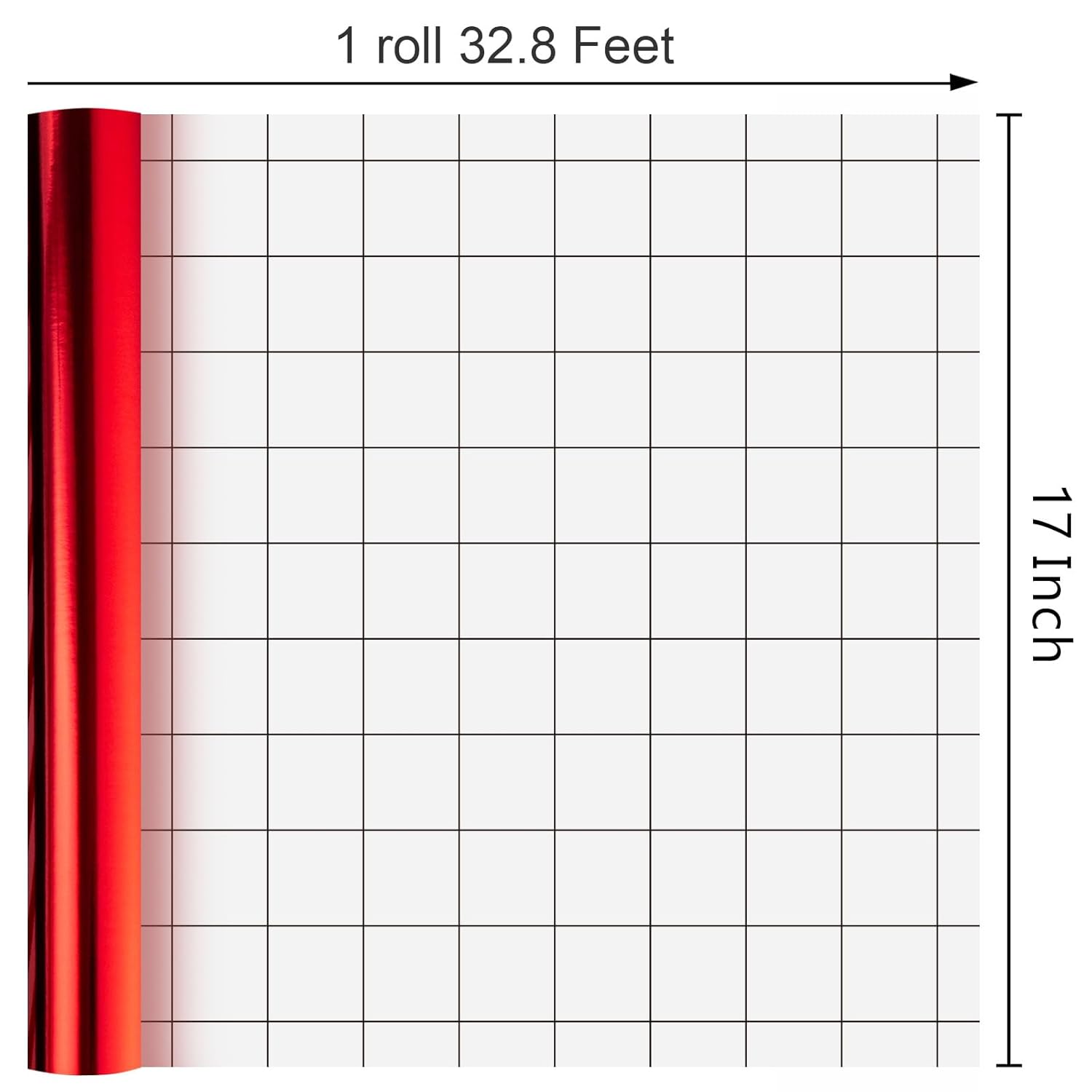 Red Wrapping Paper Roll - 17 In X 32.8 Ft(46.5 Sq.Ft.) Metallic Red Solid Color Gift Wrap With Grid Cutting Lines For Mothers Day, Christmas, Birthday, Wedding, Bridal Shower, Valentines Day