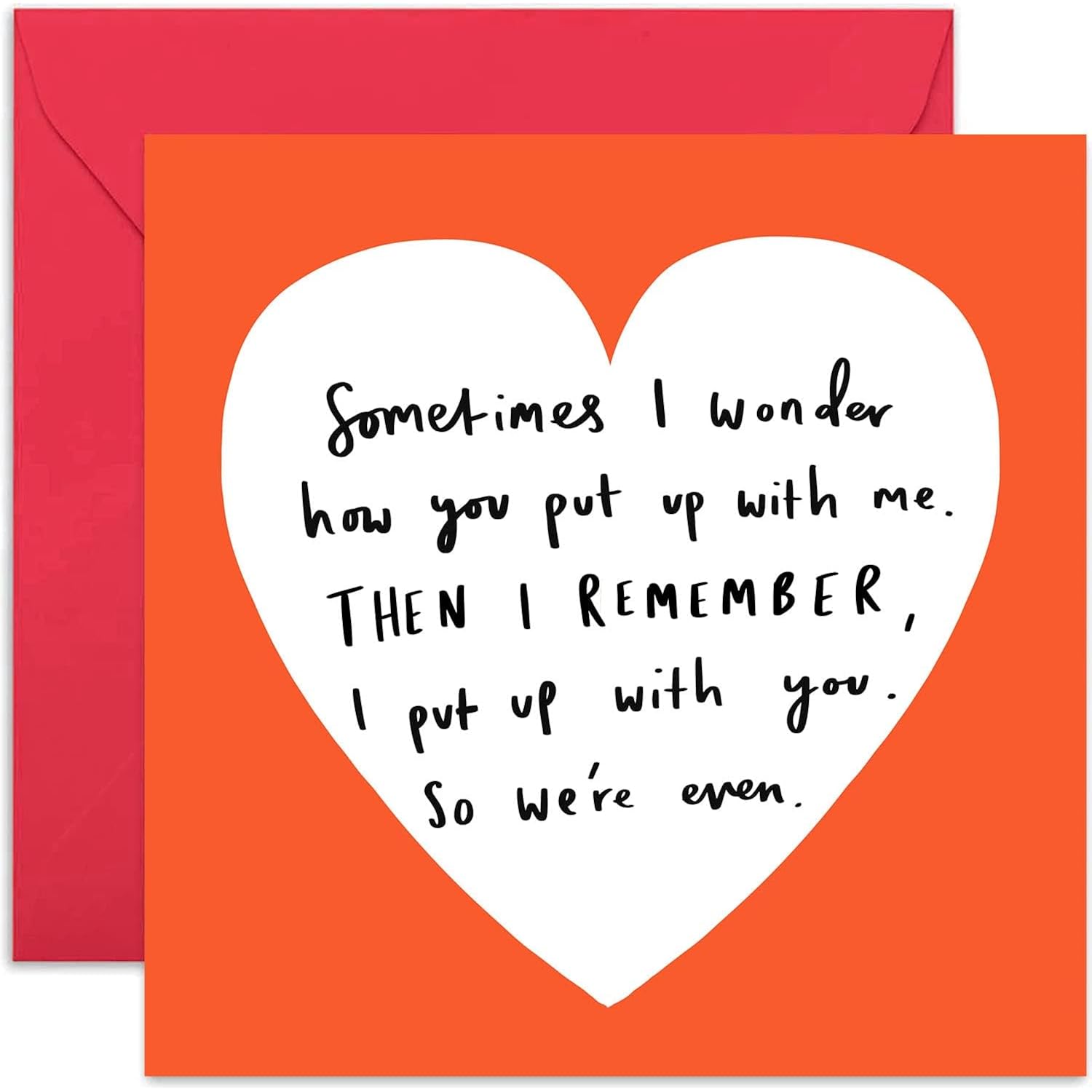 Old English Co. Sometimes I Wonder Anniversary Card - Funny Romantic Valentines Day Card | For Boyfriend, Girlfriend, Wife, Husband | Blank Inside & Envelope Included