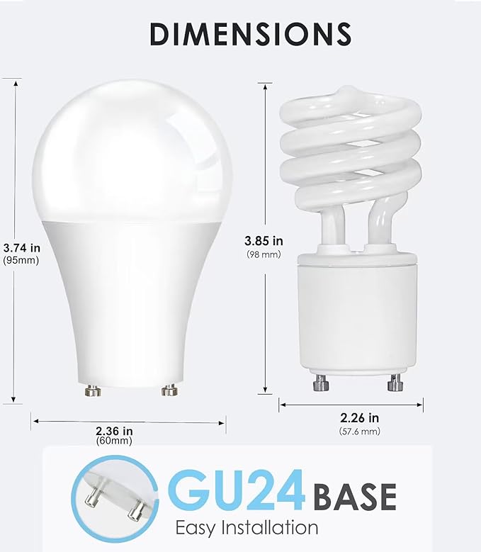 GU24 LED Light Bulbs 4 Pack 9W 75W Equivalent 1100 Lumens 4000K Cool White Twist Lock