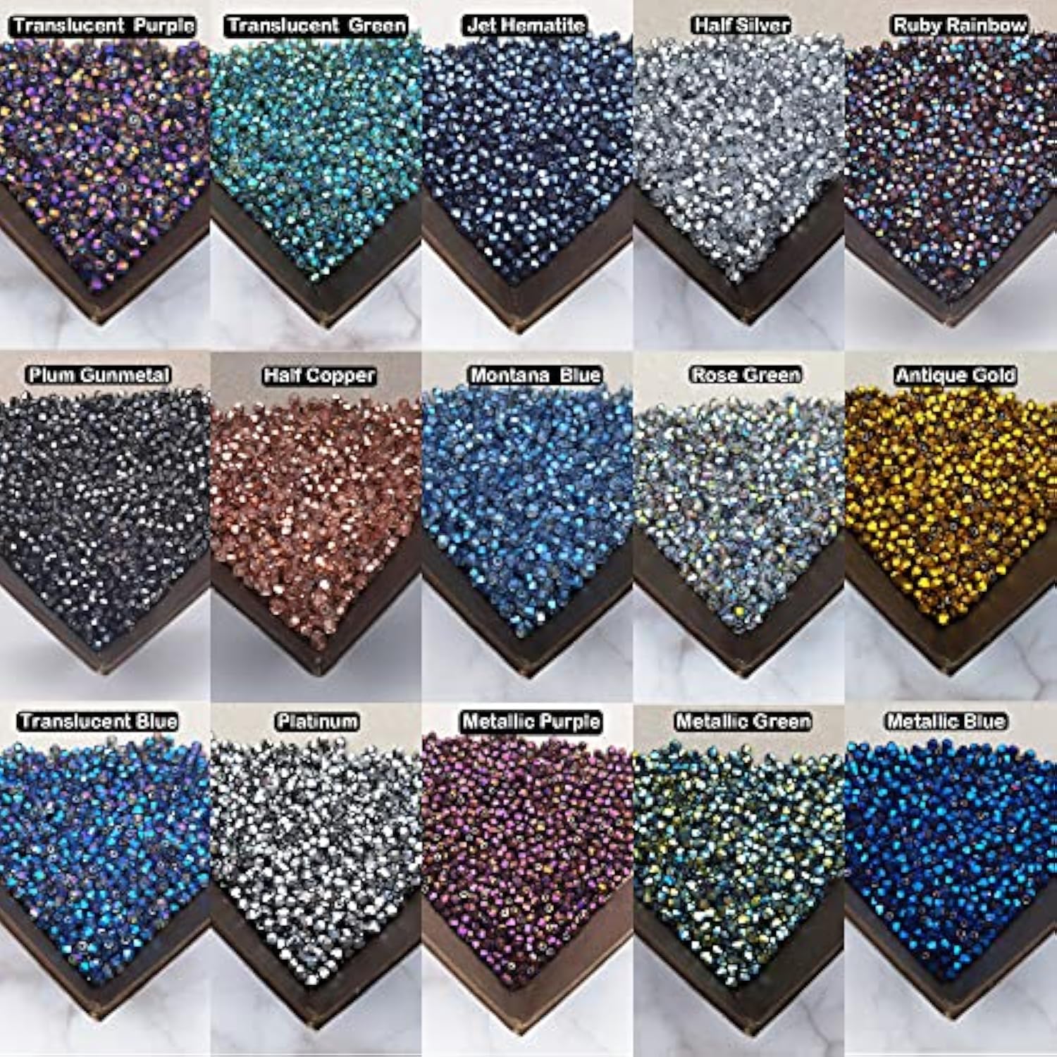 2400pcs 4mm Multicolor Electroplated Bicone Crystal Beads for Jewelry Making