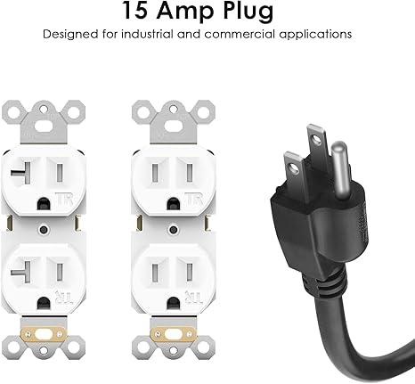 Heavy Duty Magnetic Power Strip 8 Outlets 4800J 12AWG 6FT Wall Mount Surge Protector Black