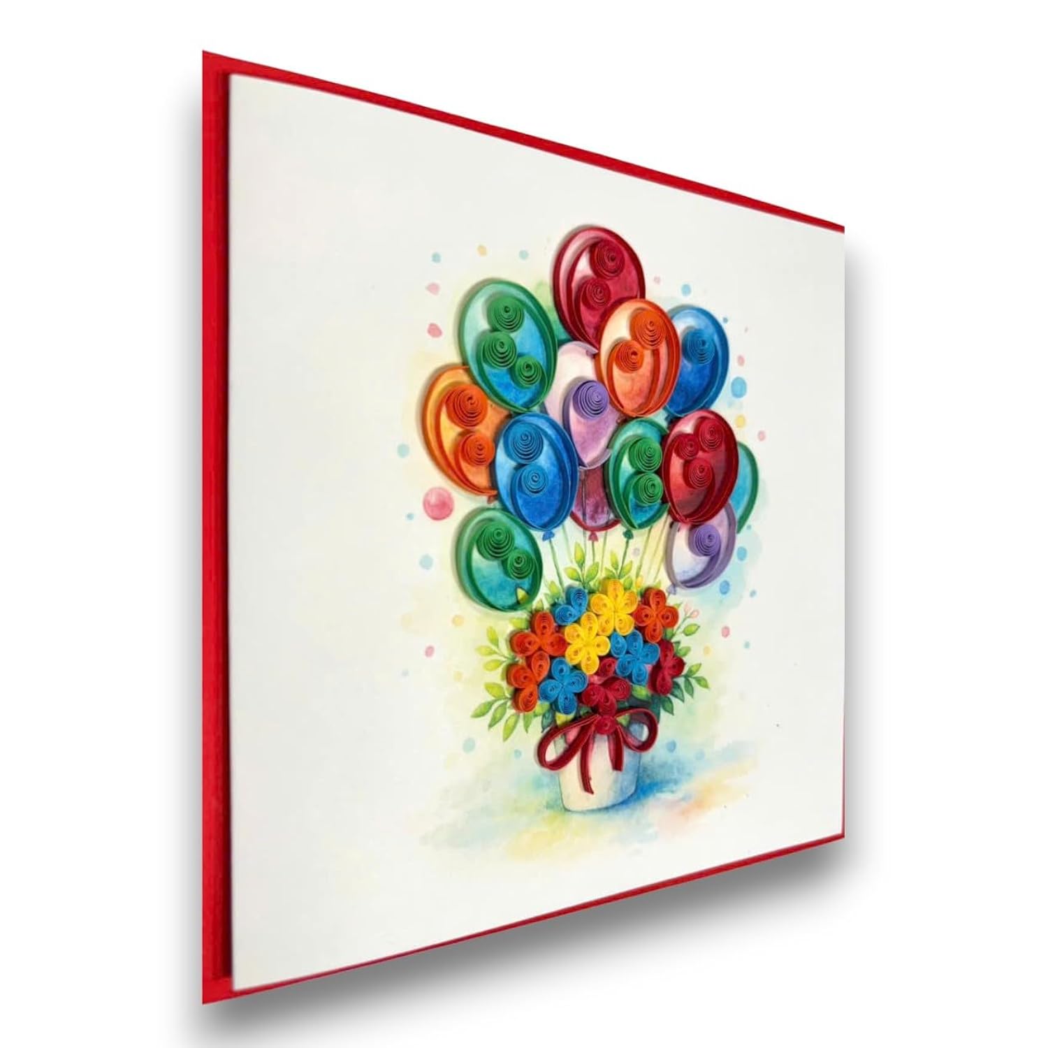 Handmade Quilling Love Card Romantic Greeting For Valentine Birthday Anniversary Special Occasion Congratulations Floral Balloon Design Heartfelt Gift Blank Inside