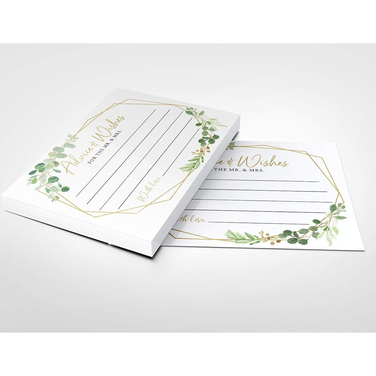 Advice And Wishes For The Mr And Mrs – Wedding Advice Cards For Bridal Shower, Games And Favors For Guests, Botanical Greenery Decor, 50 Cards