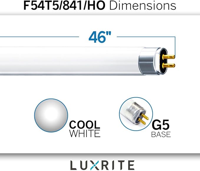 6 Pack F54T5 HO 54W 46 Inch T5 Fluorescent Tube Light Bulbs 4100K Cool White G5 Base