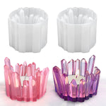 2 Pack Crystal Cluster Tea Light Candle Mold, Silicone Mold For Resin Jewelry Trinket Dish/Holder