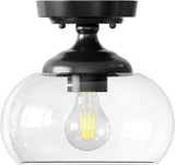 Industrial Semi Flush Mount Ceiling Light Matte Black Clear Glass Farmhouse Fixture