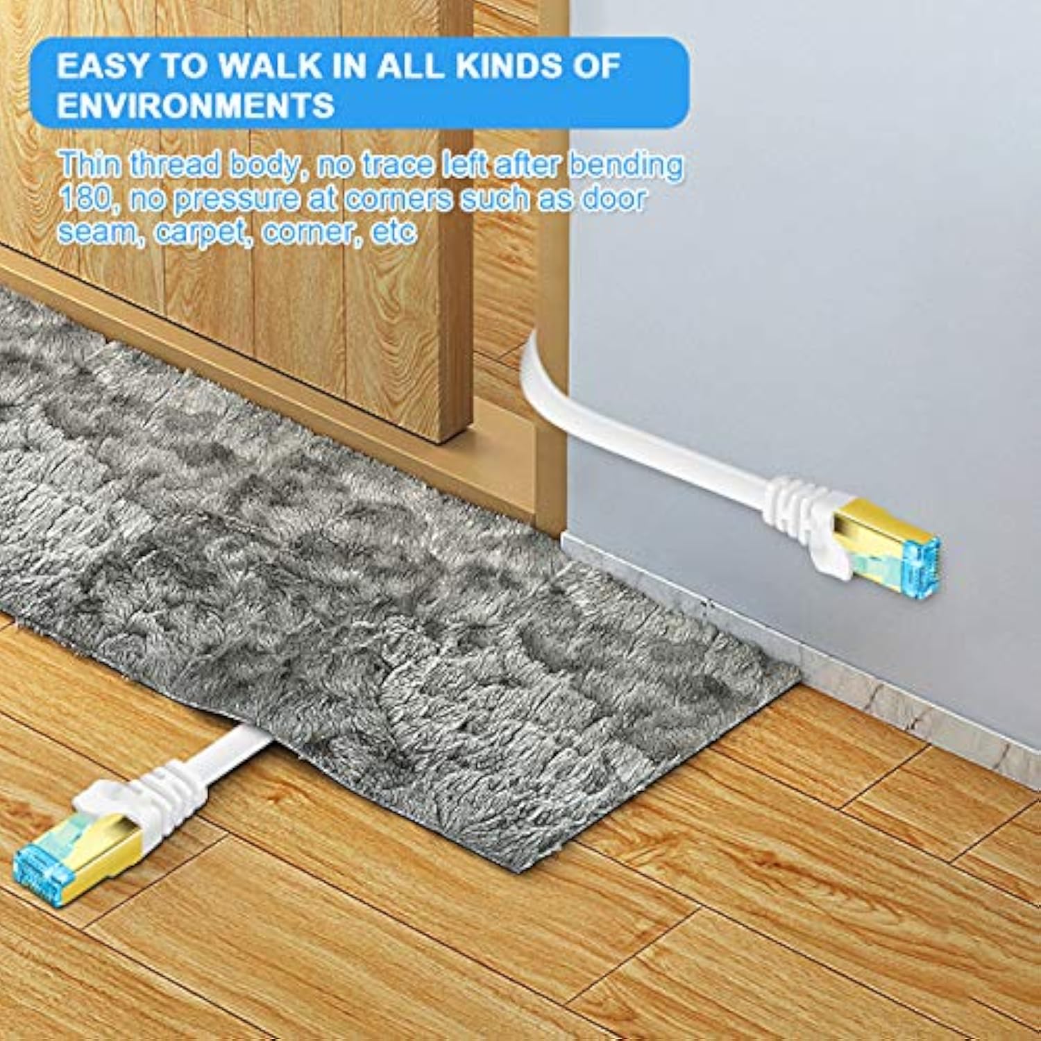 Cat 7 Ethernet Cable 75 Ft,High Speed Internet Cable Flat Network Cord With Cl