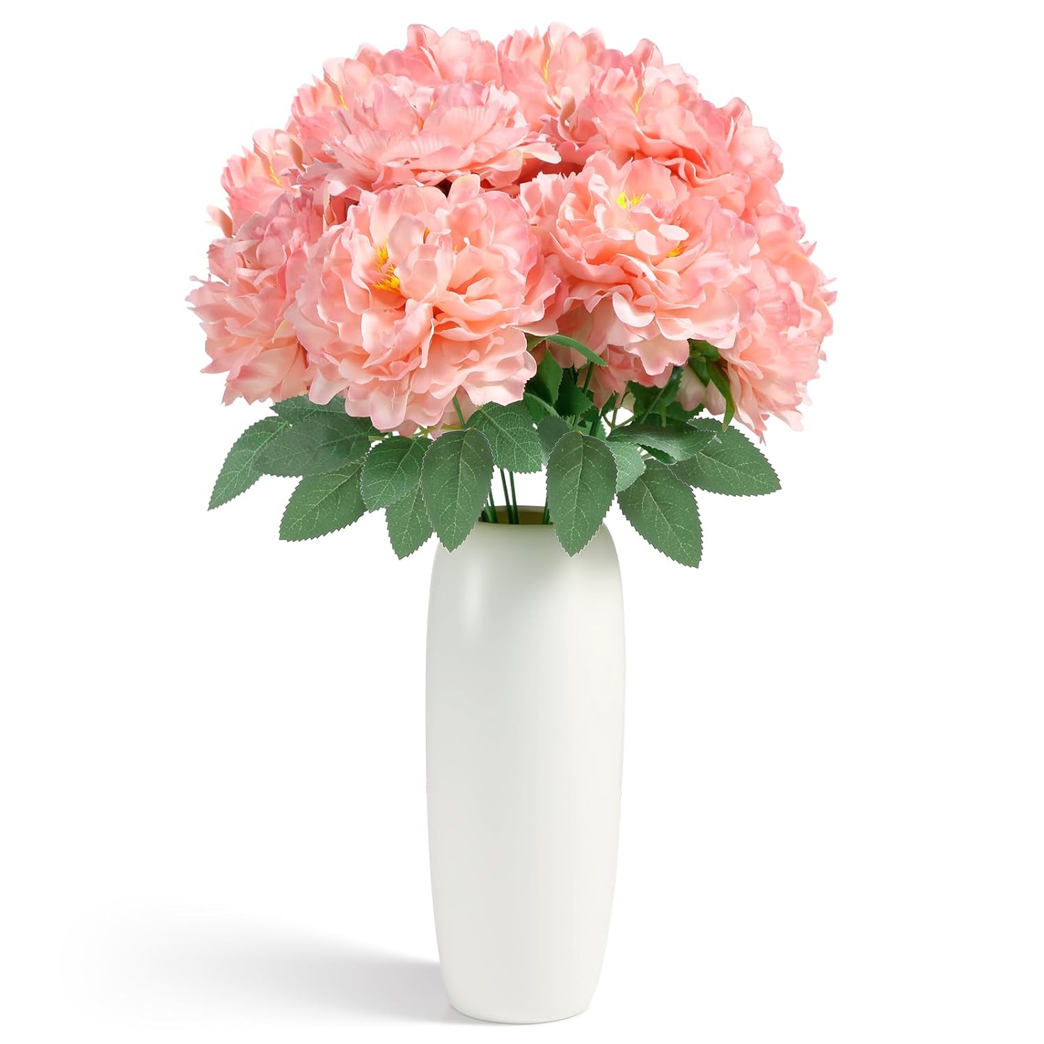 Peonies Artificial Flowers, 2 Bouquets Of 7-Heads Silk Artificial Peonies With Flexible Stems, Faux Peonies For Home & Wedding Decor, Table Centerpieces, Floral Arrangement (Coral Pink)