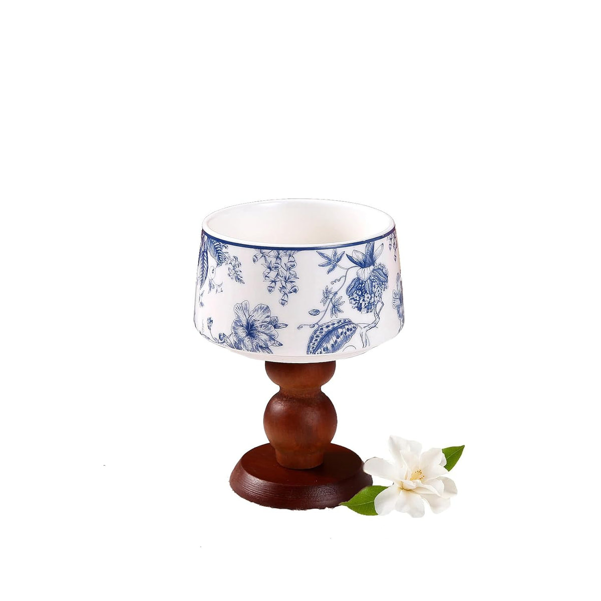 Plthuoe Blue And White Ceramics Scented Candles Goblet Wooden Ceramic Jar Candle Chinoiserie Wood Wick Candles Natural Soy Candle 30 Hours Long Lasting For Gift Home Decor Women Christmas(5 Oz)