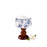 Plthuoe Blue And White Ceramics Scented Candles Goblet Wooden Ceramic Jar Candle Chinoiserie Wood Wick Candles Natural Soy Candle 30 Hours Long Lasting For Gift Home Decor Women Christmas(5 Oz)