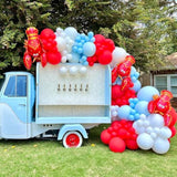 Crawfish Balloon Garland Arch Kit 143Pcs Red Blue White Balloons With Crawfish Lobster Foil Balloons For Crawfish Boil Birthday Seafood Party Mardi Gras Summer Festival Decorations (Red Blue)