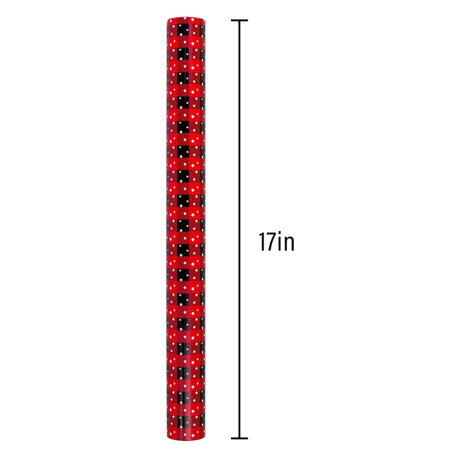 Wrapping Paper Roll 17In* 32.8 Feet Red And Black Plaid With White Star For Christmas,Birthday,Party,Holiday,Vintage Wrapping Paper For All Occassions (Ttl:46.8Sqft)