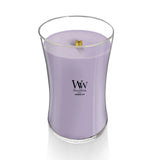 WoodWick Lavender Spa Gifts for Women and Men, 21.5 oz Large Hourglass Candle with Crackling Wick