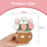 Knitting Crochet Flowers Potted Plants: Artificial Knitted Potted Flowers For Home Office Decoration