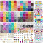6 Boxes 16800Pcs 72 Colors Clay & 48 Colors Glass Seed Beads Kit For Friendship Bracelets, Heishi & Letters
