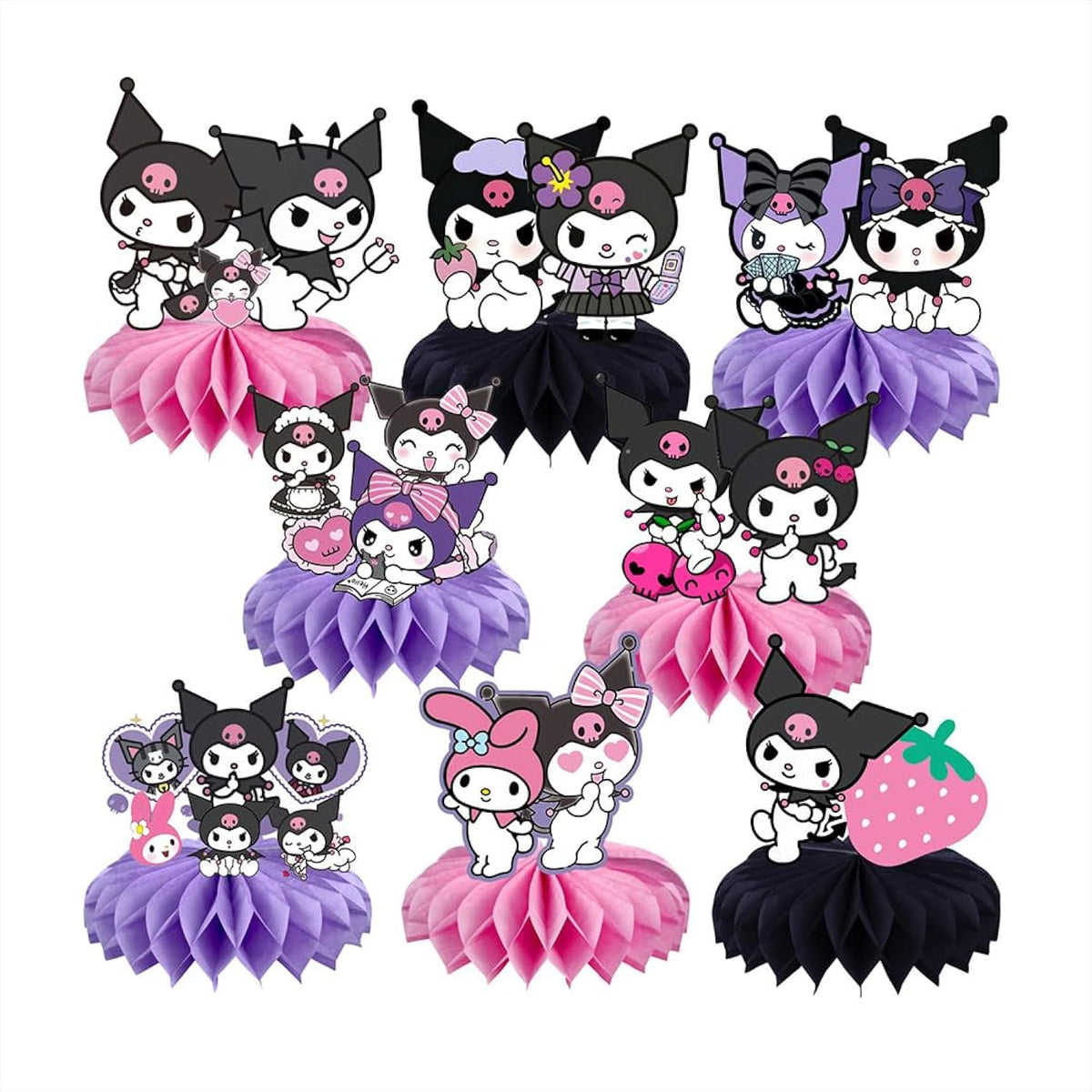 8Pcs Kuromii Honeycomb Table Centerpiece,Kawaii Birthday Party Supplies Table Decorations For Kids Party Decorations