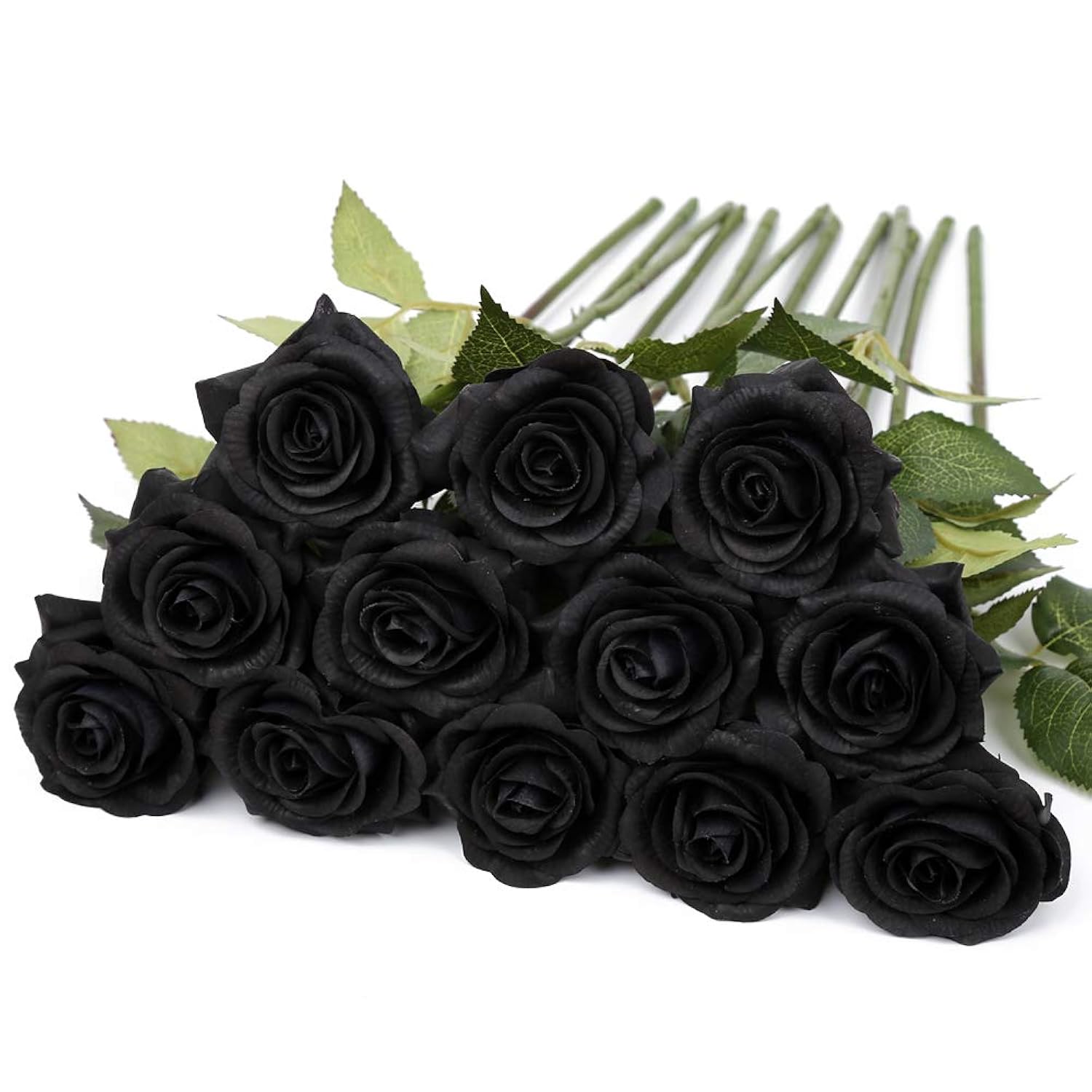 12 Pcs Artificial Roses Flowers Party Decorations Fake Roses Silk Flowers Faux Roses Flowers Petal Floral For Home Wedding Party Shop Garden Bridal Decorations Diy(Black)