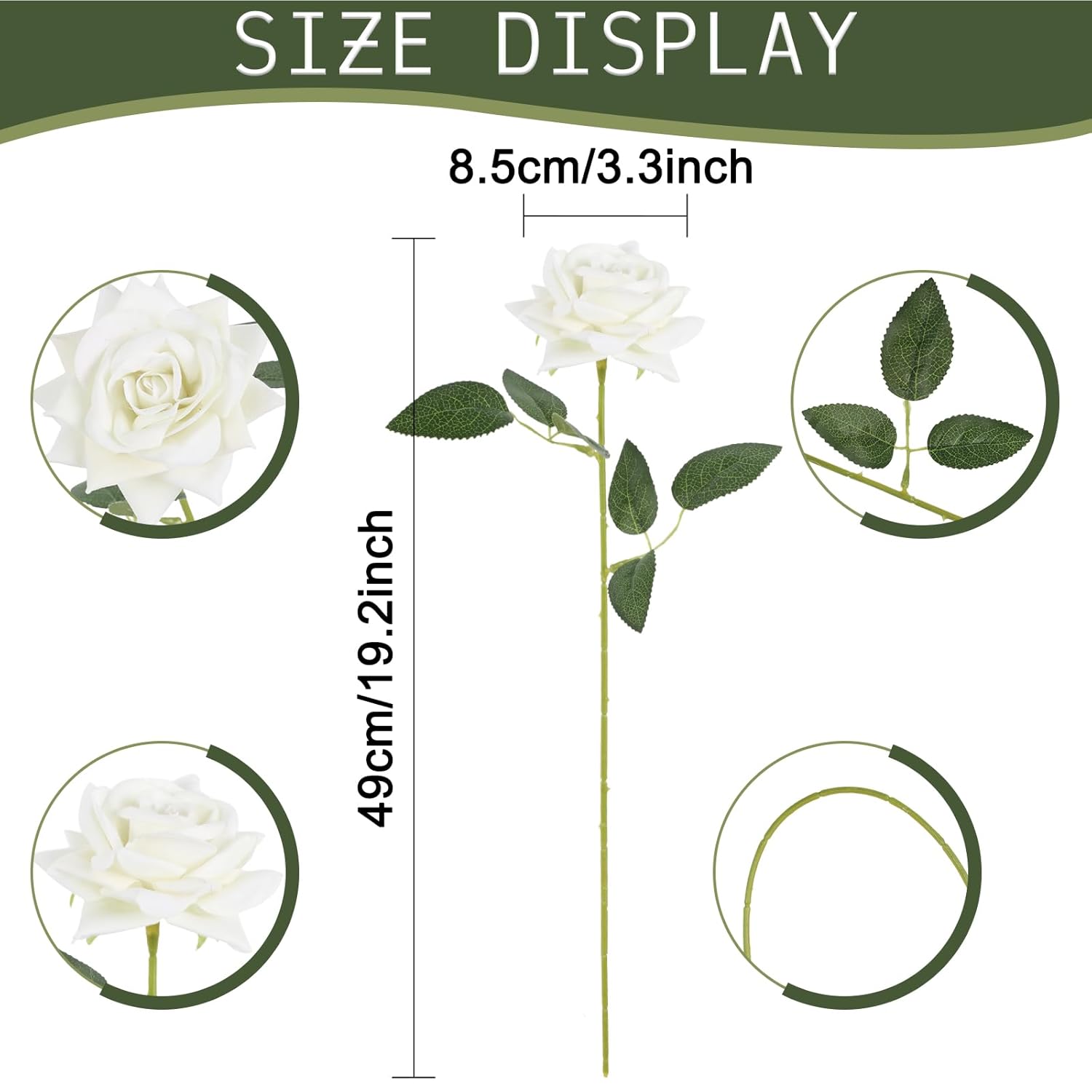 12Pcs Velvet Roses Artificial Flowers Silk White Roses Faux Roses With Stems Fake Rose Bouquet For Diy Wedding Home Party Table Centerpiece Arrangement Decoration(White)