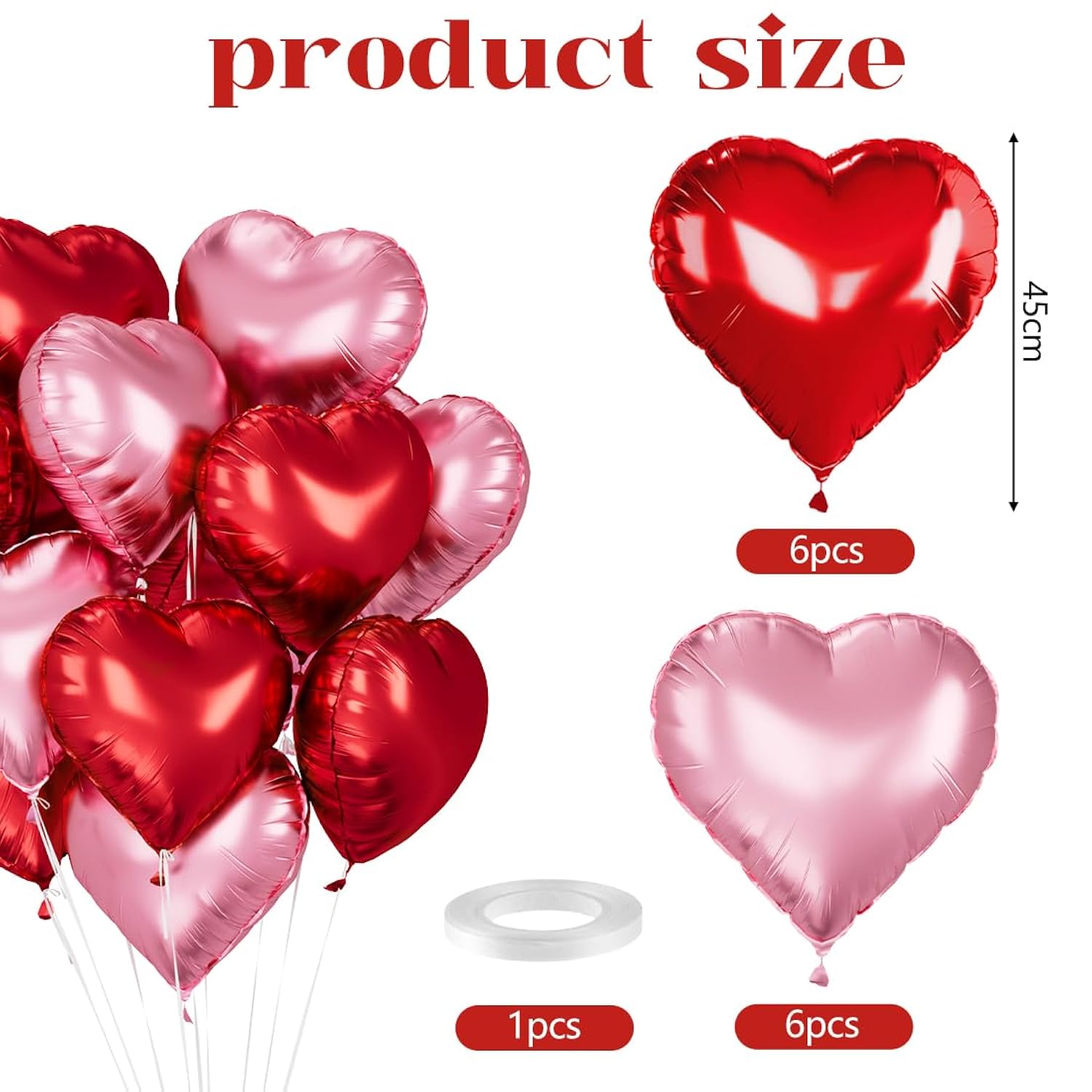Pink Red Heart Balloons 12 Pcs Red Light Pink Heart Shaped Balloons 18 Inch Heart Foil Balloons Valentine Love Helium Balloon For Birthday Wedding Anniversary Engagement Party Decorations