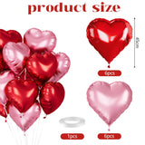 Pink Red Heart Balloons 12 Pcs Red Light Pink Heart Shaped Balloons 18 Inch Heart Foil Balloons Valentine Love Helium Balloon For Birthday Wedding Anniversary Engagement Party Decorations
