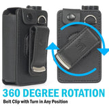 Case for Medtronic MiniMed 780G 770G 670G 630G 640G Insulin Pump, Form-Fit Cover [Built-in Screen Protection] and [Rotating Metal Belt Clip] - Black Vegan Leather