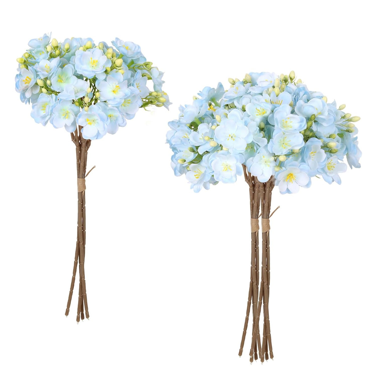 Blue Artificial Flowers For Decoration 2 Bouquets Fake Forsythia Flower 8Pcs Lifelike Jasmine Silk Flowers For Wedding Centerpiece Jasmine Flower Bouquet Garden Home Party Decor(Blue)