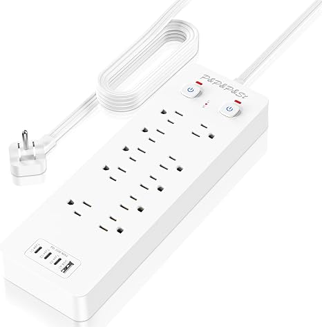 Surge Protector Power Strip 4 USB Ports 35W PD Fast Charging 8 Ft Cord