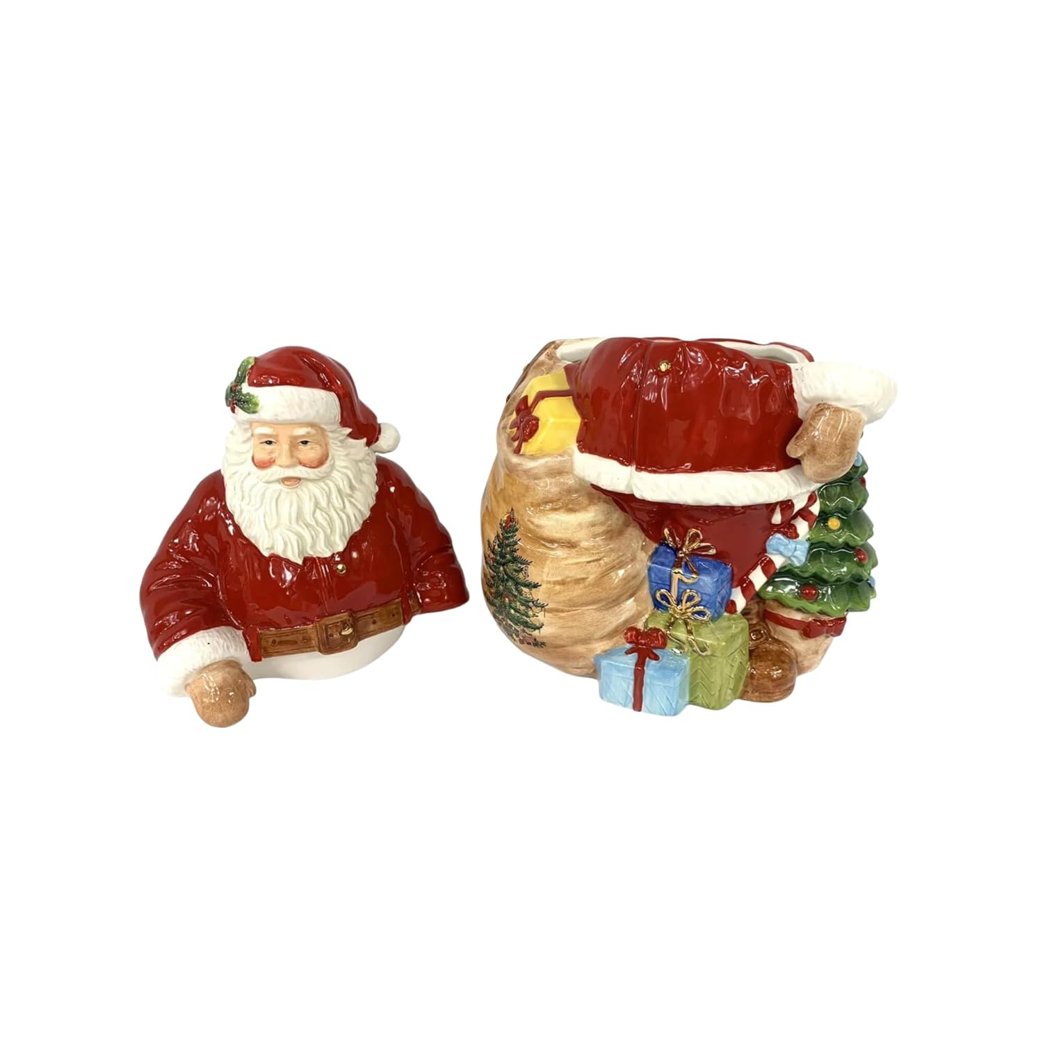 Christmas Tree Santa Cookie Jar - 12" Dolomite Christmas Cookie Jar With Lid For Treats - Santa Candy Jar For Kitchen Counter, Festive Kitchen Decor, Seasonal Cookie Container, Holiday Gift