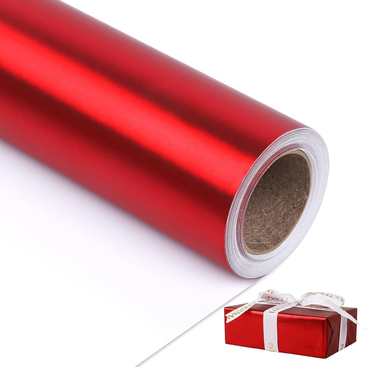 Matte Metal Red Wrapping Paper, Solid Color Paper,Gift Wrapping Paper,Perfect For Wedding,Valentine'S Day,Birthday, Christmas,Baby Shower,Diy Bouquet (17 Inches X 32.8 Feet)