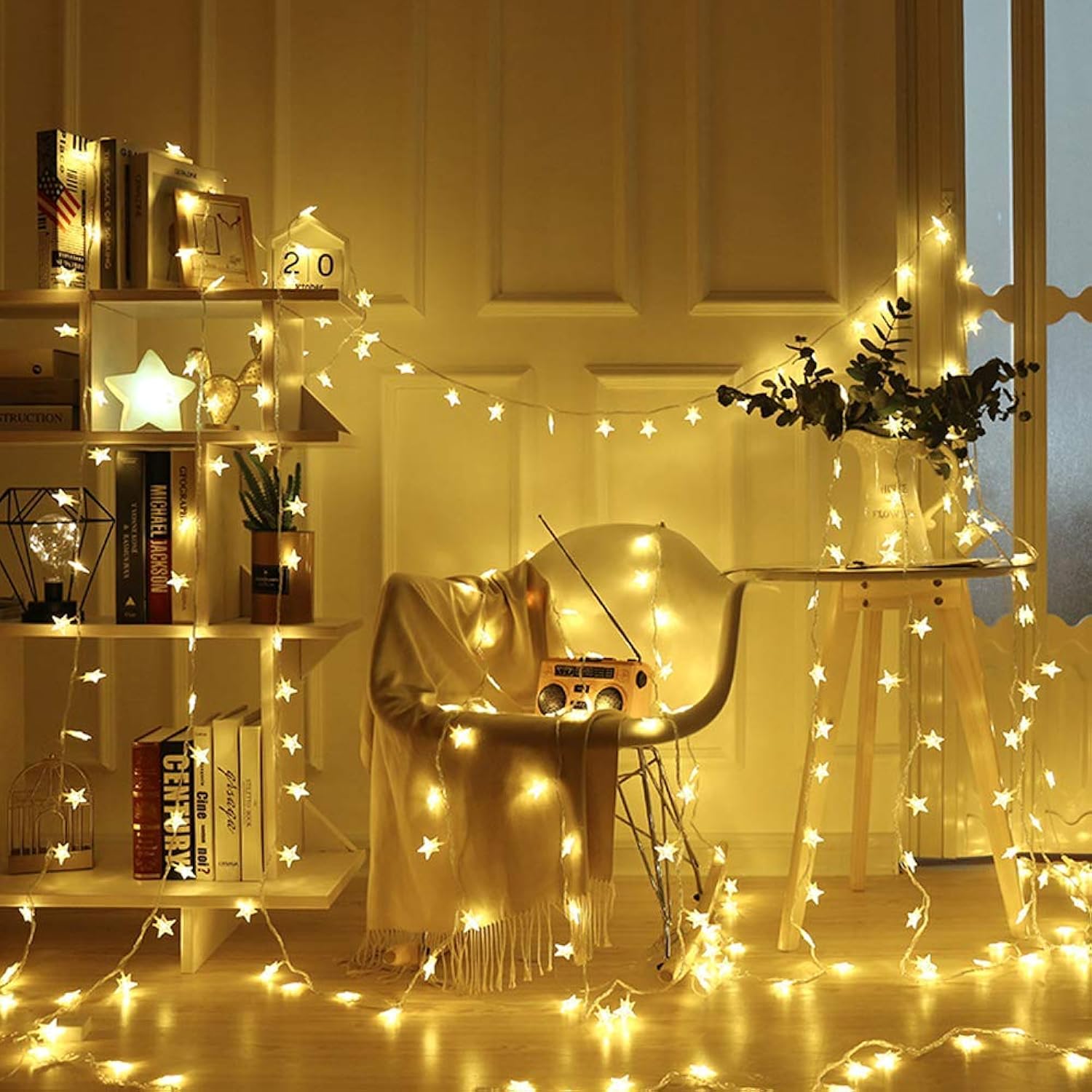 Star Plug In String Lights, 10Ft 20 Led Star Fairy String Lights Warm White For Birthday Christmas Party Home Decoration