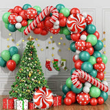 Christmas Balloon Garland Arch Kit - 150 Pack Set With Red, Green, White & Candy Cane Balloons For Party Decorations